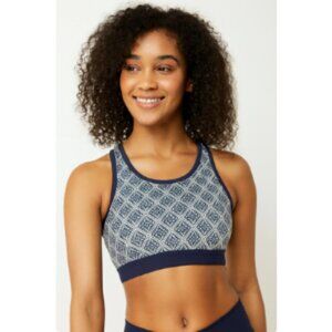 Gianni Bini Navy and Cream Patterned Sports Bra